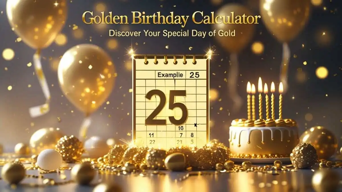 Golden birthday calculator displaying a colorful interface for determining golden birthday dates.