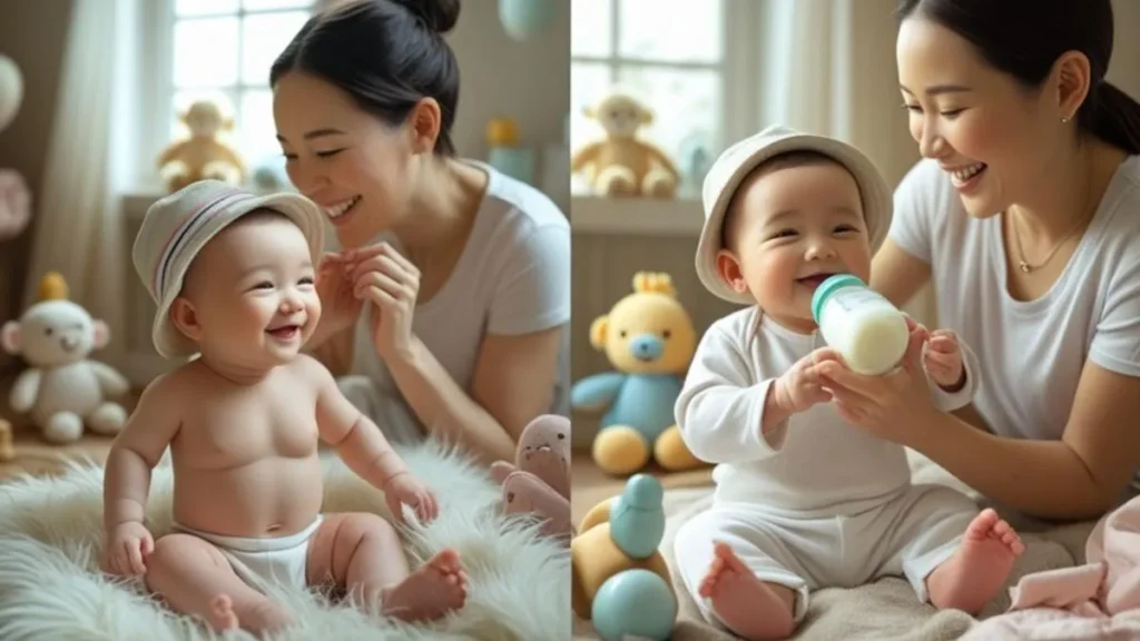 Tips for a stress-free 6-month photoshoot with easy baby milestone shoot ideas, cute props, and creative ways to capture half birthday moments
